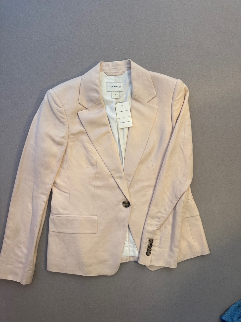 Club Monaco Classic Linen Blazer – Size 6 – New With Tags Pale Pink